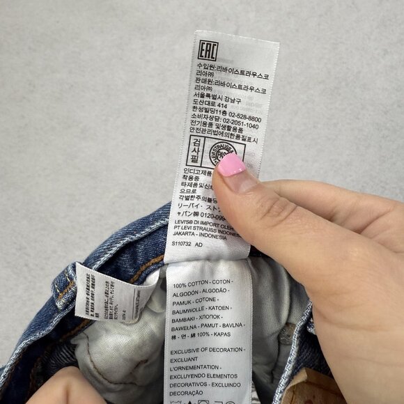 Levis Denim Shorts Womens 25 Distressed High Rise Button Fly Raw Hem Cutoff - Picture 8 of 10